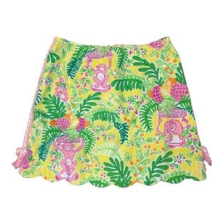 Girls Lilly Pulitzer Tropical elephant monkey Print Skort 10